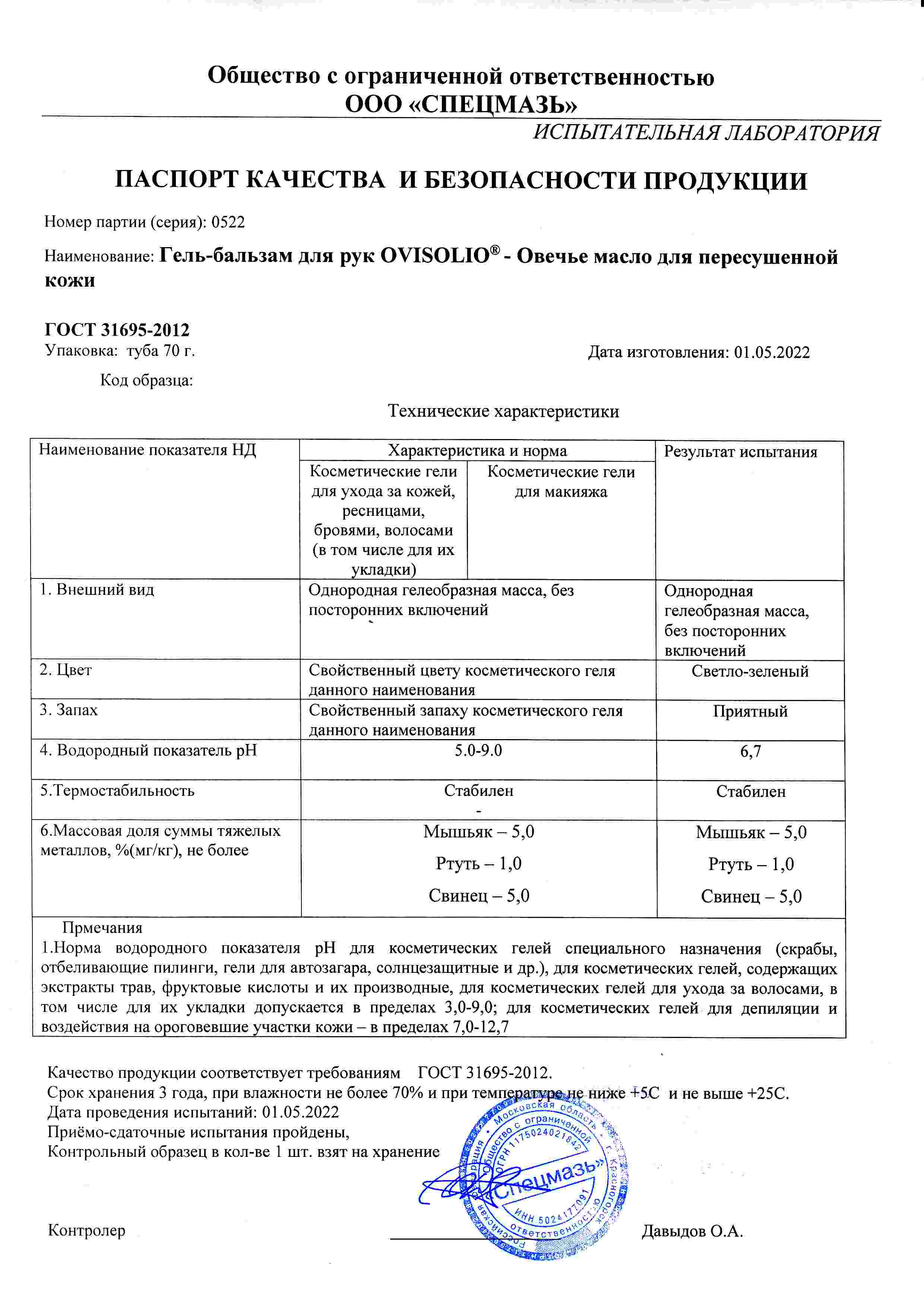 Паспорт №052022